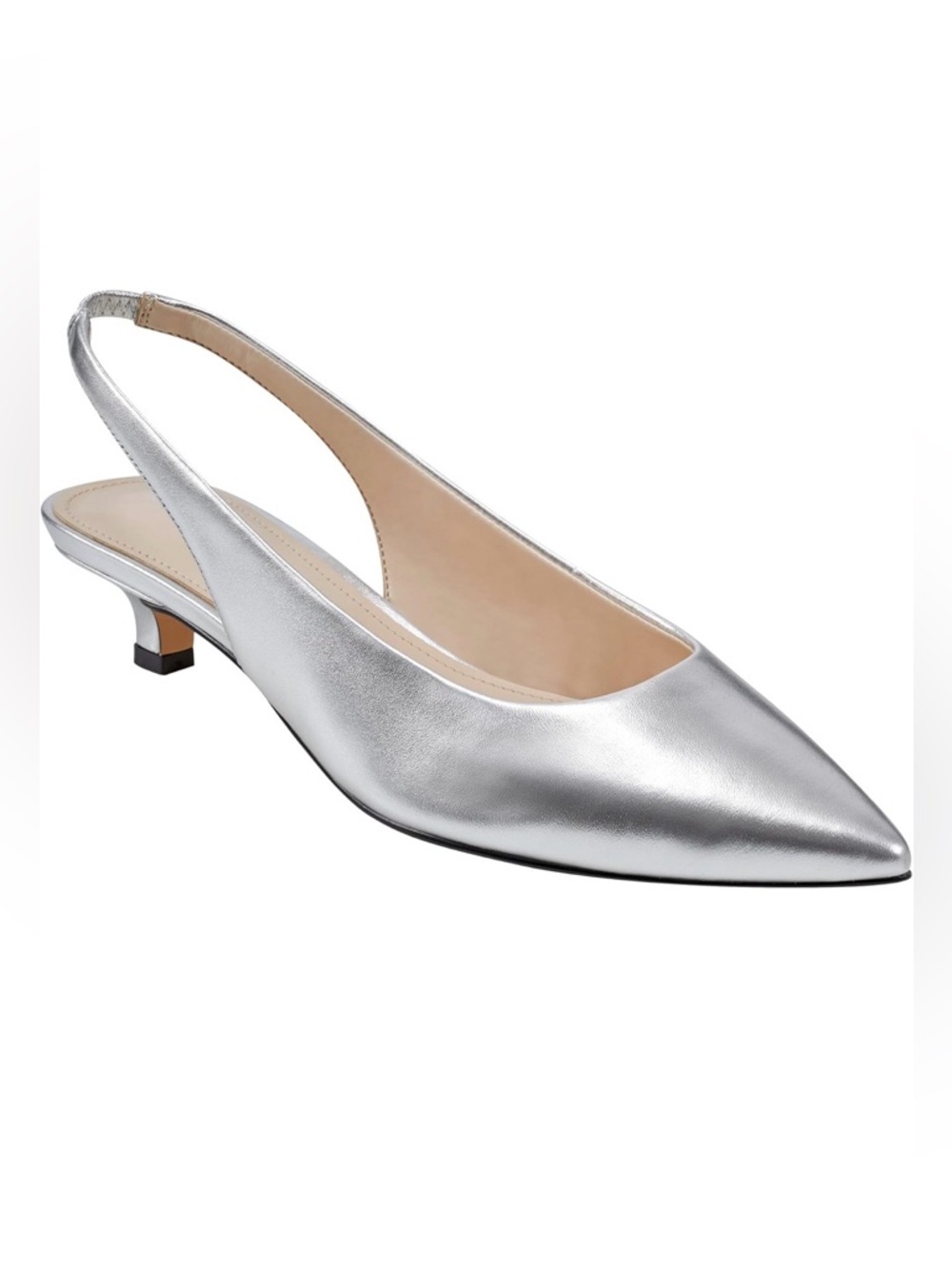 Marc Fisher silver Pointed-Toe Slingback Kitten Heel - Women size 7.5